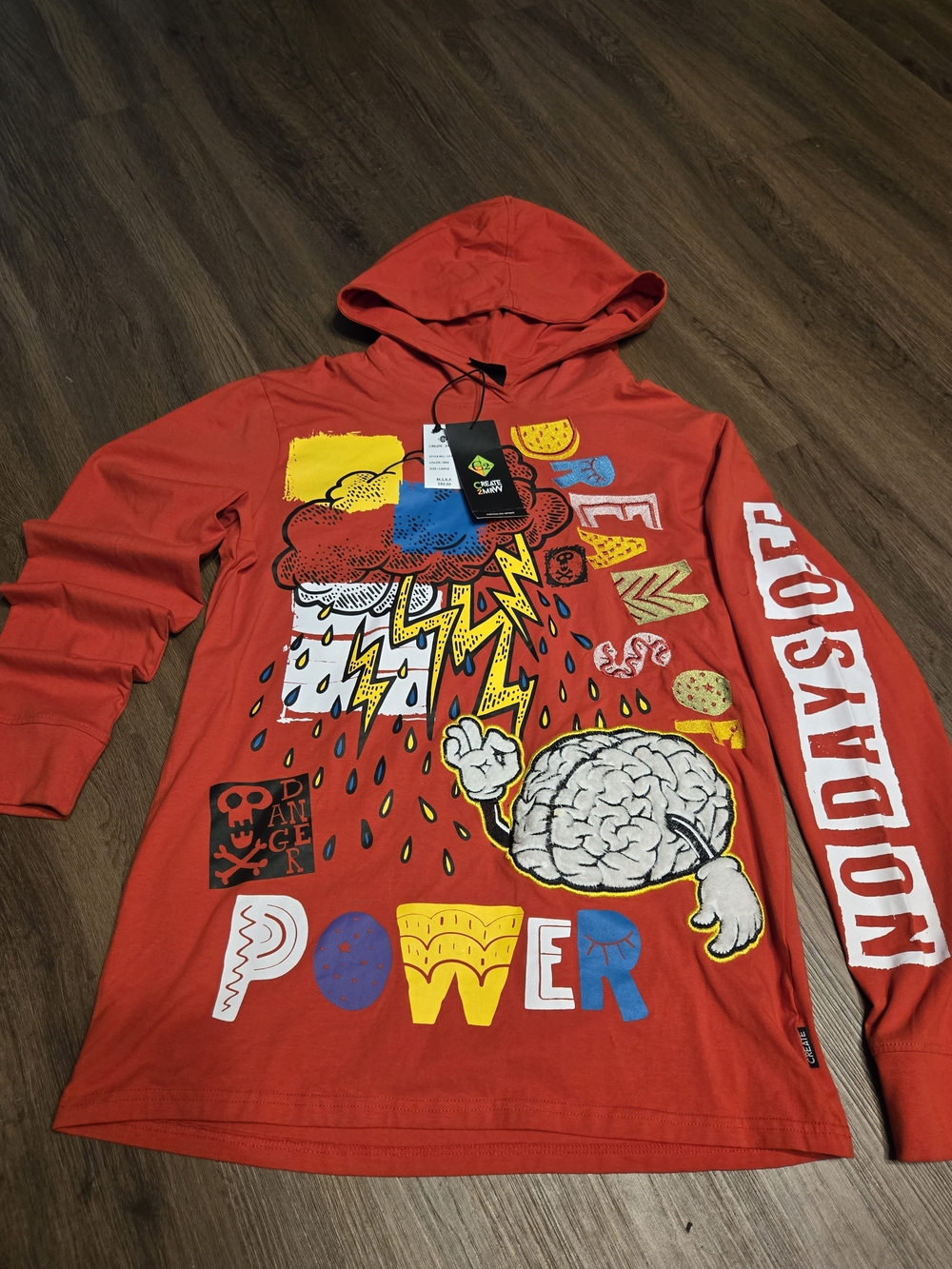 Men's Red Graphic Hoodie Tshirt - Create 2mrw Large